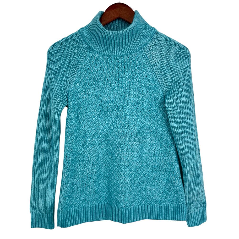 NEW NWT Talbots Sz Small Aqua Blue WOOL BLEND Knit Sweat Blouse Shirt Top Winter